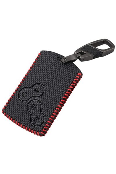 VTH Husă din piele ecologică carbon pentru cheie magnetică Renault cu 4 butoane (Clio, Logan, Megane 2/3, Koleos, Scenic)