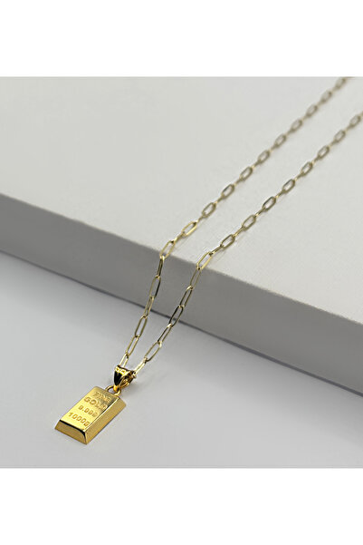 DİAMİNE PIRLANTA 14 Ayar Altın Ataç Zincir Mini Külçe Kolye