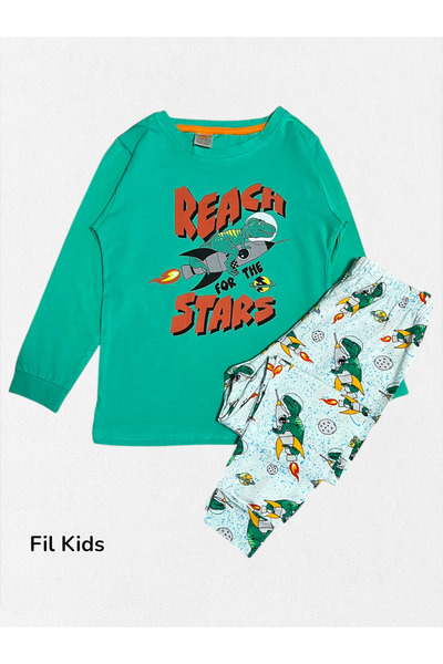 elmas kids طقم بيجامة موسمية للأولاد مصنوعة من القطن بنسبة 100% من القطن المم...