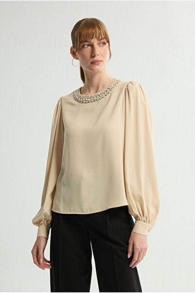 Love My Body Taş Detaylı Uzun Kollu Bluz