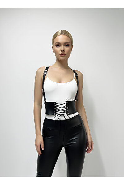 Angels Passion Omuzdan Askı Detaylı Kalın Kemer, Bel Kemeri, Elbise Kemeri