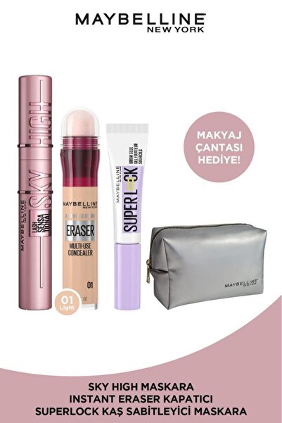Maybelline New York Sky High Maskara & Super Lock Kaş Sabitleyici & Instant E...