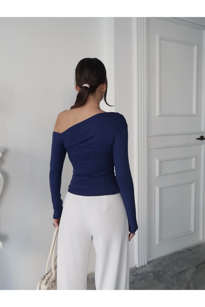 Paw Garage Жіночий белізький м'який модальний боді з широким коміром і одним плечем