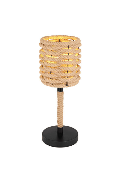 GLOBO Table lamp, metal structure, shade made of brown hemp rope, 450 x 165 mm, IP20, one...