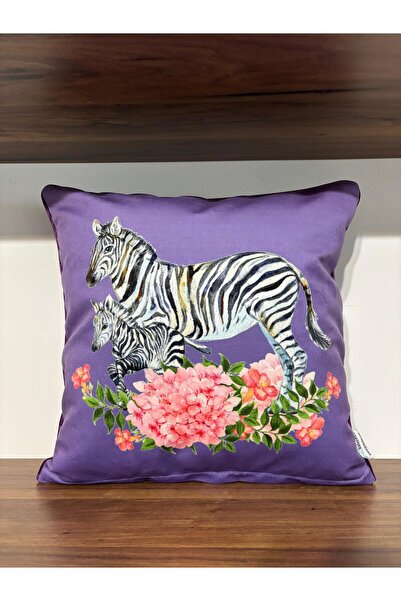 KIRLENTİM H1225 Pernă de podea mov cu model floral zebră, cu model pe ambele ...