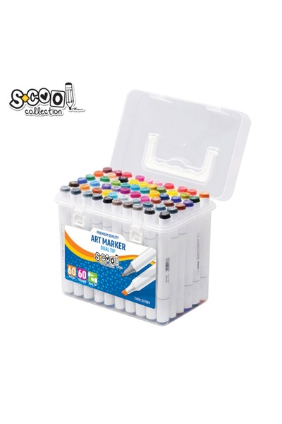 S COOL Markere cu două capete, 6mm-3mm, 60 culori/set - S-COOL