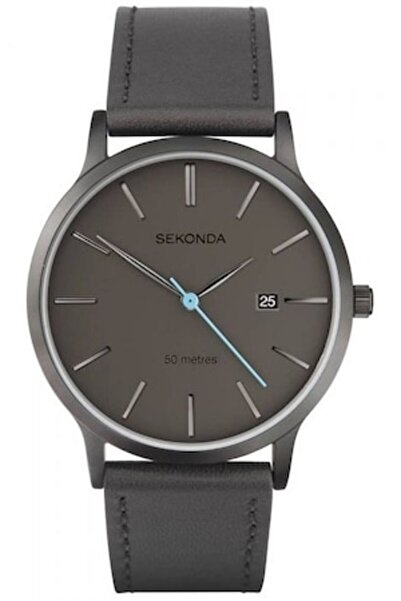 Sekonda Classic 1844 Men's Watch, Leather/Stainless Steel, Grey