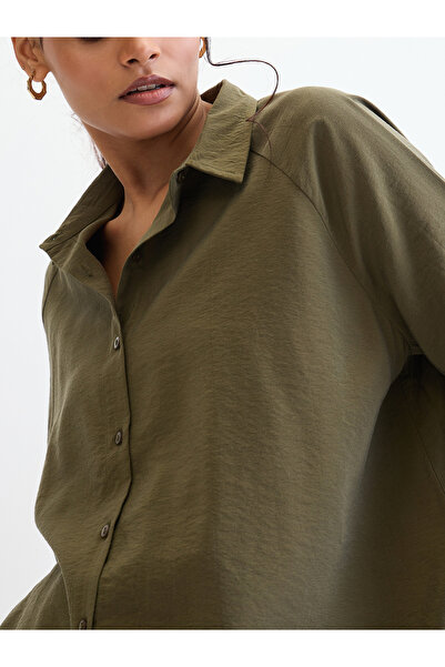 Femmella By Styli Olive Raglan Sleeves Oversized Shirt