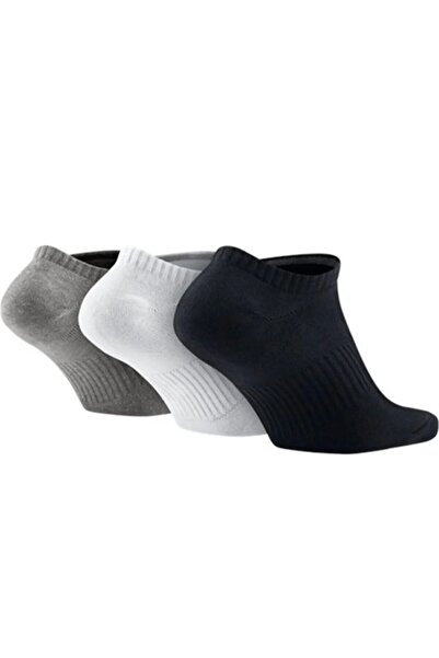 Nike Dri Fit Everyday Cotton Lightweight No Show 3 Pack Unisex κάλτσες χωρίς κάλτσες 3 ζευγάρια Λευκό-Γκρι-Μαύρο