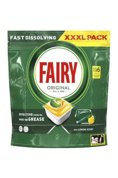 Fairy Capsule originale pentru mașina de spălat vase All-in-One Lemon, set de...