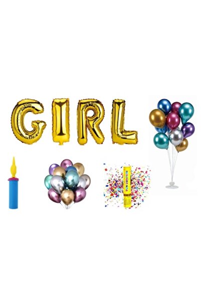 OEM Set baloane fetiță, cadou decor tort, 65 buc, auriu