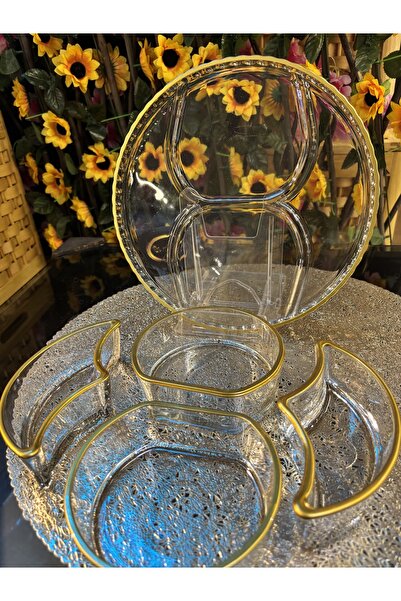 ARS HOME DEKOR 4-Compartment Snack Bowl with Stand Tray, Glass Bowl, Glass Breakfast Bowl, Decorative Serving Bowl, Luxury Breakfast Set