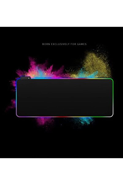 AB Luxury Concept XXL Gaming Mousepad, 14 LED Lighting Modes - RGB, USB Connection, 7 Colors, 80x30 cm, black