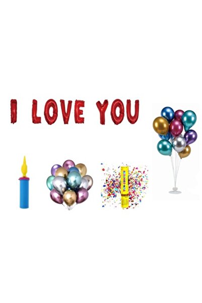 OEM Set baloane „Te iubesc”, decor tort cadou, 69 buc, roșu