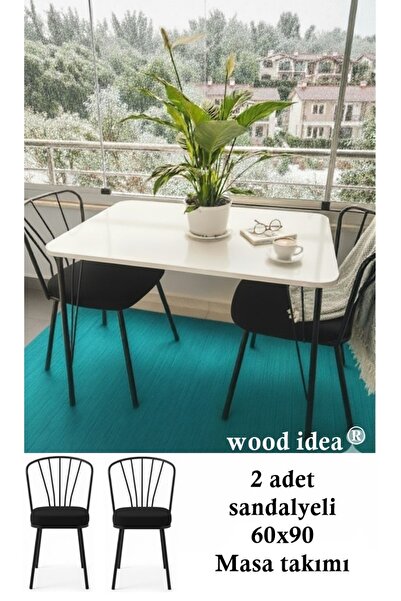 wood idea mutfak masası, yemek masası , balkon masası 60x90 metal ayaklı 2 sa...