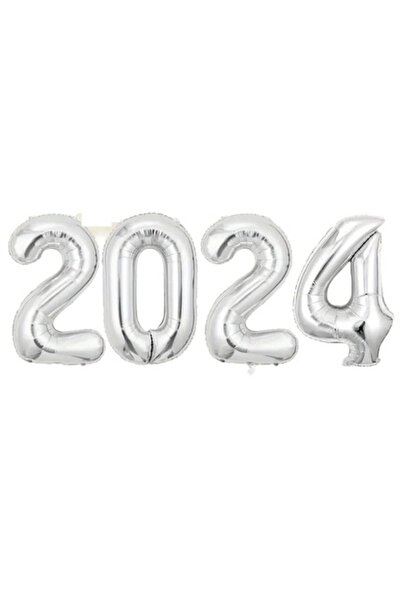 Domi Party & Gifts Set de 4 baloane cu cifre din folie, 100 cm, 2024, argintii