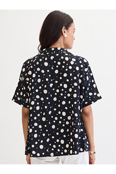 Femmella By Styli Black Spot Print Oversized Shirt