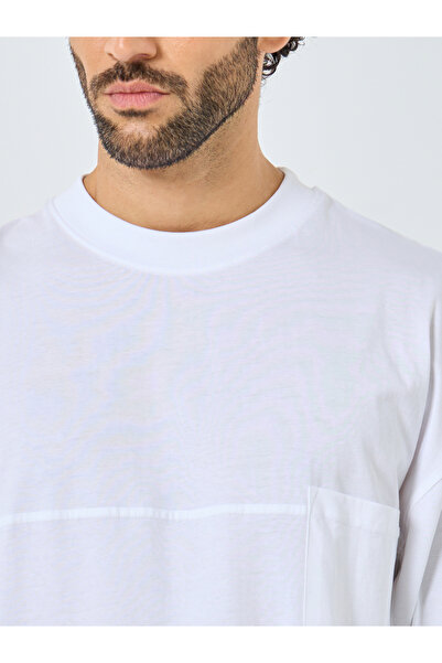 Styli Men White Heavy Jersey Boxy T-Shirt with Pocket