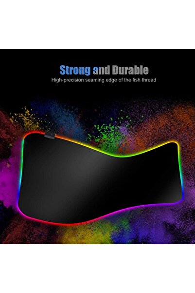 AB Luxury Concept XXL Gaming Mousepad, 14 LED Lighting Modes - RGB, USB Connection, 7 Colors, 80x30 cm, black