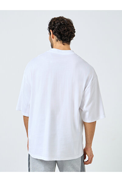 Styli Men White Heavy Jersey Boxy T-Shirt with Pocket