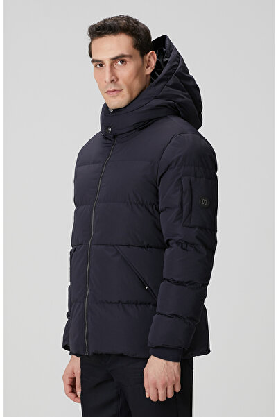 Network Lacivert Kapüşonlu Kapitoneli Casual Kaban