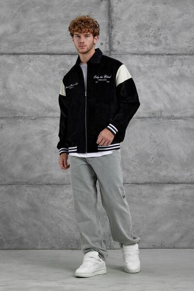 NOMARC Чорна Nmrc вишивка деталізована оксамитова oversize куртка