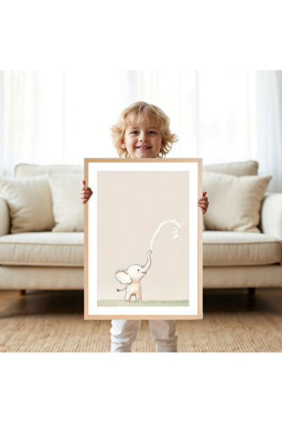 Tuba Decor Tablou pentru camera copiilor cu rama din lemn dintr-o bucata