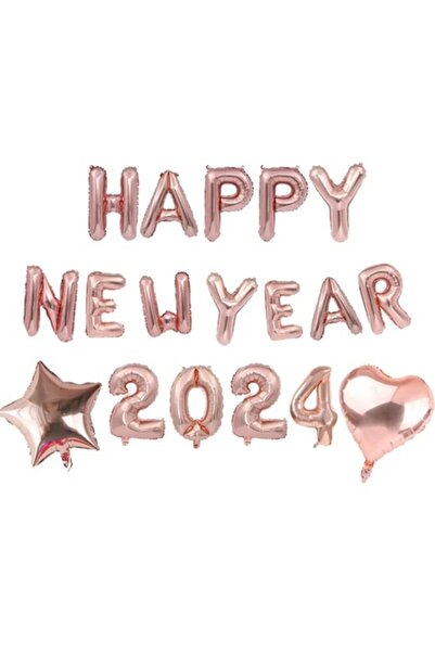 Domi Party & Gifts Set de 18 baloane cu litere, „La mulți ani 2024”, Auriu roz