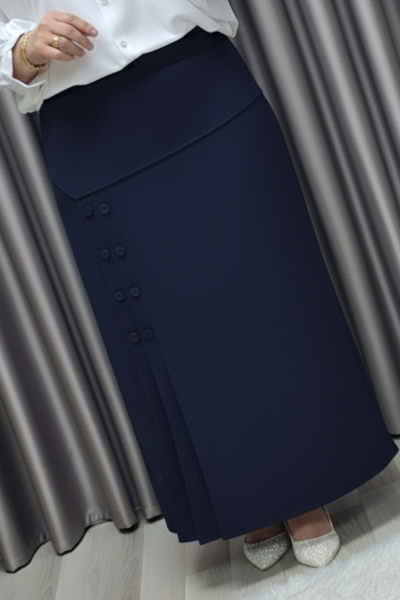 Elmas Tesettür Γυναικεία Ρούχα Μεγάλου Μεγέθους Φούστα με κουμπιά Suna