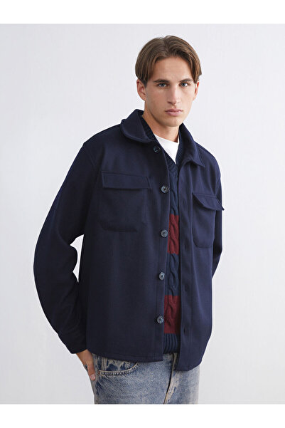 LC Waikiki Jachetă cămașă pentru bărbați, albastru bleumarin, cu mânecă lungă...