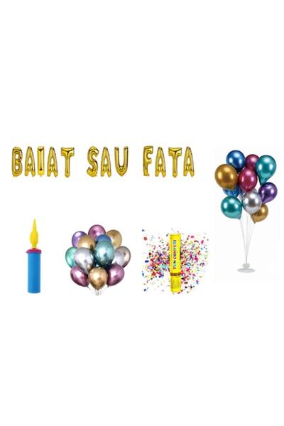 OEM Комплект балони за момче или момиче, украса за торта, 73 бр., златисти