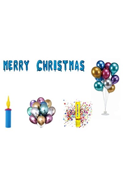 OEM Set baloane Crăciun Fericit, decor tort, 75 buc, albastru