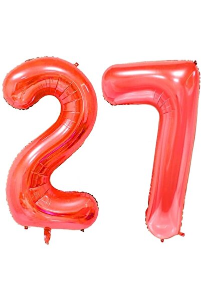 OEM Set de 2 baloane folie, ESB, roșii, aniversare 27, 105 cm