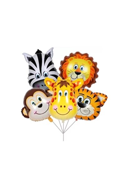 Domi Party & Gifts Set de 5 baloane folie cu capete de animal 35 cm - temă ju...