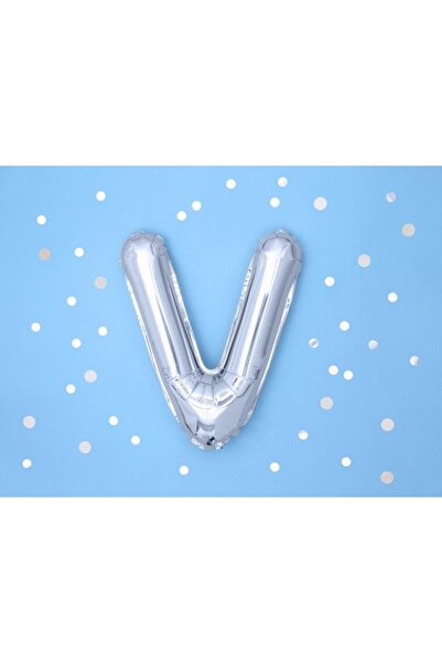 DECO Balon folie metalică litera V, argintiu, 35 cm