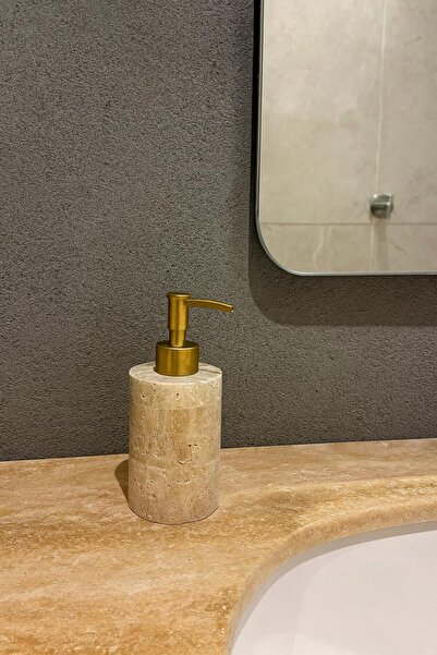 Modestmar Doğal traverten sabunluk Bronz başlıklı şık banyo aksesuarı