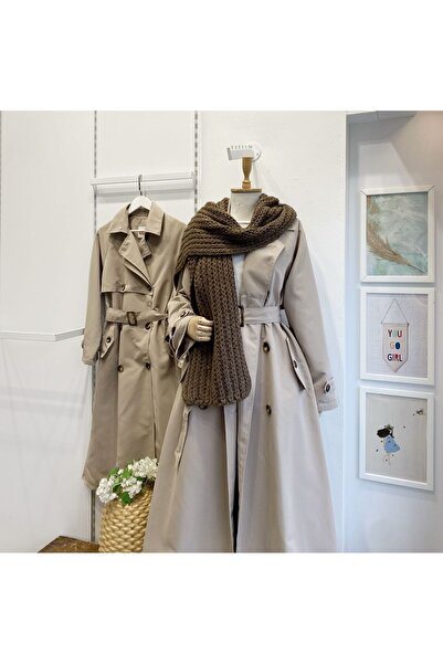 Faya Boutique Kahverengi Brioche Örgü Atkı