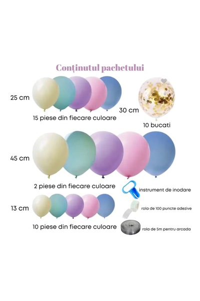 ERMA Smart Balloon set 148 pieces, macaron/confetti shades, WOW Shop