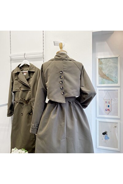 Faya Boutique Haki Yeşili Düğme Detaylı Clove Trençkot