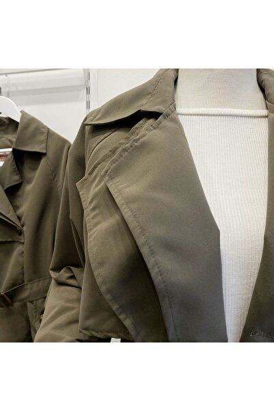 Faya Boutique Haki Yeşili Düğme Detaylı Clove Trençkot