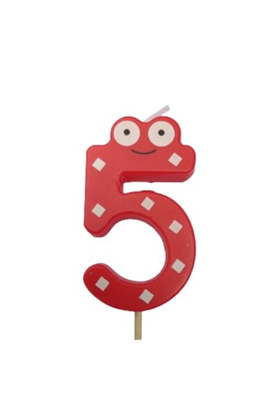 Domi Party & Gifts Lumânare tort, design ochi, numărul 5, roșu