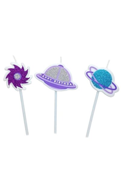 Domi Party & Gifts Set de 3 lumânări pentru tort cu mesajul „La mulți ani”, m...