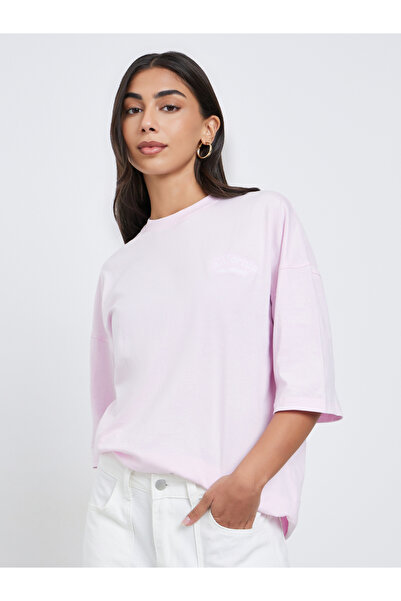 Styli تي شيرت نسائي قصة فضفاضة مطرز ومغسول