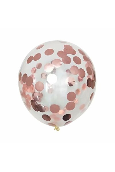 OEM Ροζ χρυσό μπαλόνι από λατέξ με κομφετί 30cm