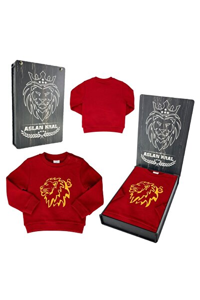 Galatasaray Gs Swt 036 Rbb Licensed Baby Red Uzunkol Sweatshirt with Special Wooden Box