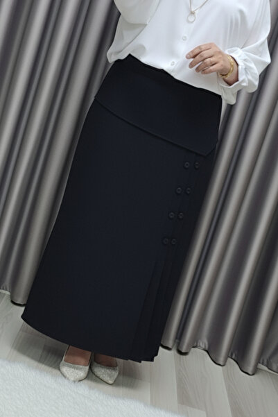 Elmas Tesettür Γυναικεία Ρούχα Μεγάλου Μεγέθους Φούστα με κουμπιά Suna