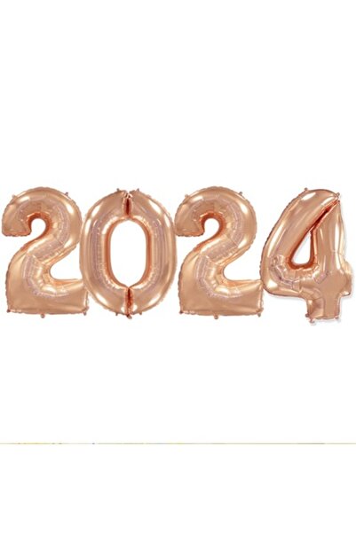 Domi Party & Gifts Set de 4 baloane folie cu numere 100 cm, 2024, auriu roz