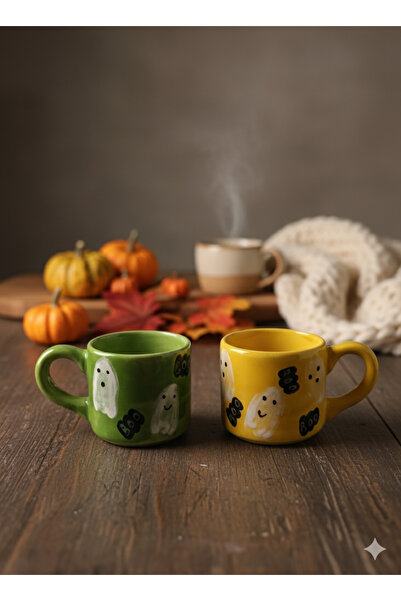 SeraCEY Custom Embossed Ghost Pattern Handmade Ceramic Mug