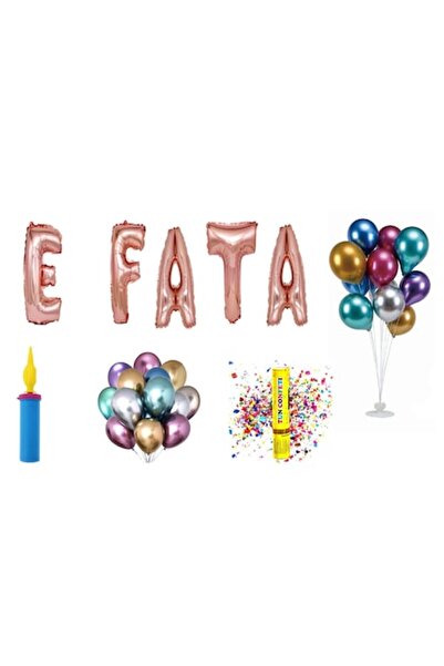 OEM Комплект балони „Момиче е“, Подаръчна украса за торта, 66 бр., Розово злато