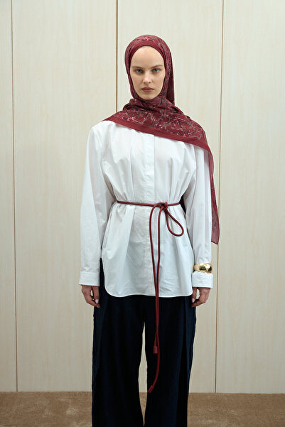 cs camellia scarf Şal Vetra Kraş - Burgundy